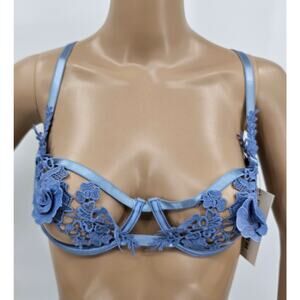 OH La La Cheri Paris Women's Size L/XL Blue Lace Bra NWT